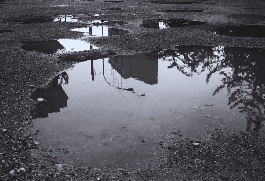 Pooled water in parking lot
